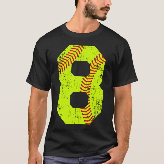 Softball 8 Jersey-Nummer T-Shirt (Vorderseite)