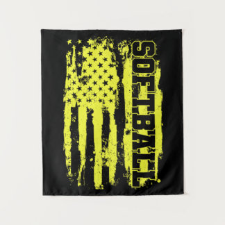 Softball American Flag Softball Player Wandteppich