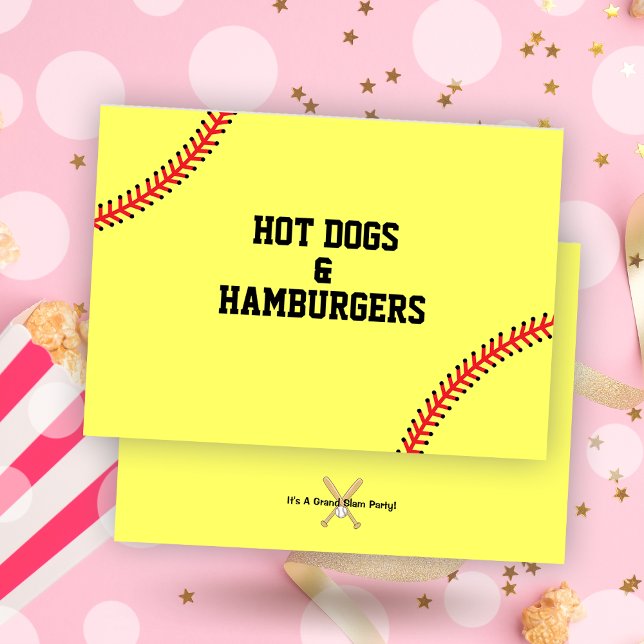 Softball Anniversaire Buffet Carte de table de rep (Softball Birthday Party Buffet Food Table Card)