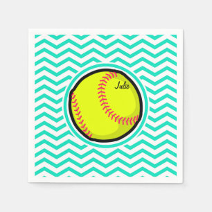 Softball; Aqua Green Zickzack Serviette