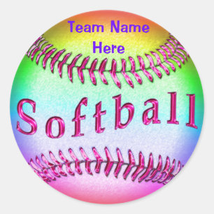 Softball-Aufkleber mit IHREM TEAM-NAMEN Runder Aufkleber