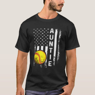 Softball Auntie American Flag Vintage Weihnachten T-Shirt