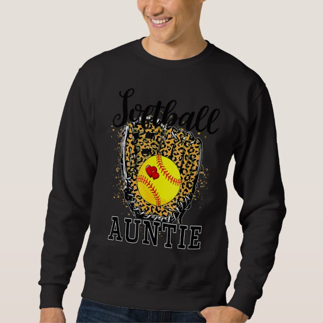 Softball Auntie Leopard Game Day Tante Mutter Soft Sweatshirt (Vorderseite)