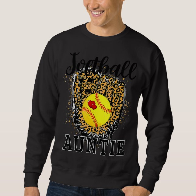 Softball Auntie Leopard Game Day Tante Mutter Soft Sweatshirt (Vorderseite)
