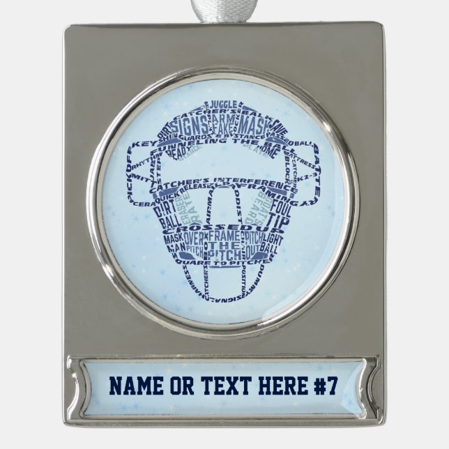 Softball Baseball Catchers Maskenbildner Banner-Ornament Silber (Vorderseite)