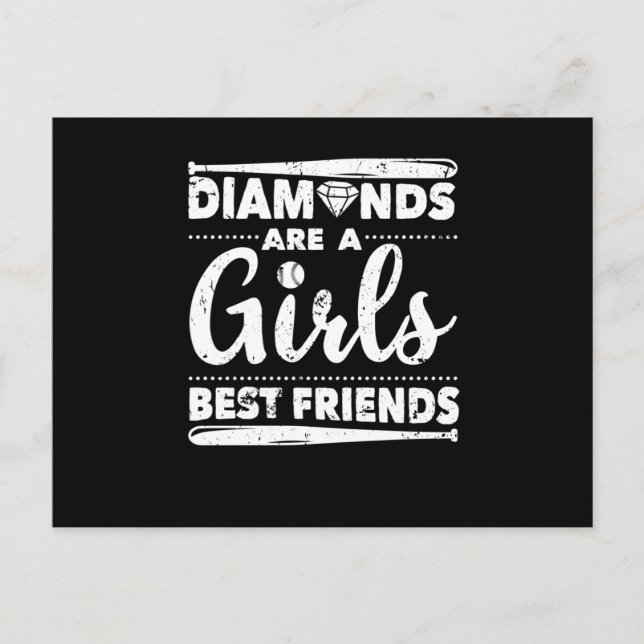 Softball Baseball Girl Liebe Diamanten Postkarte (Vorderseite)