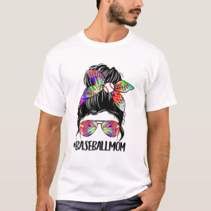 Softball Baseball Mama Life Gefärbte Krawatte Mes T-Shirt