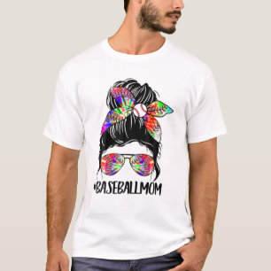 Softball Baseball Mama Life Gefärbte Krawatte Mess T-Shirt