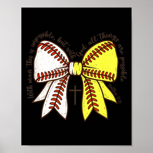 Softball Baseball Mom Bow Christian With Man This  Poster (Vorne)