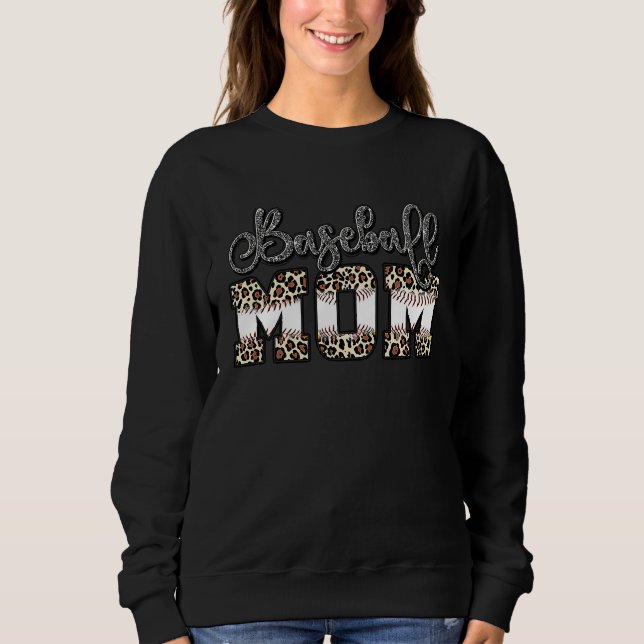 Softball Baseball Mom Leopard Mother's Day Sweatshirt (Vorderseite)