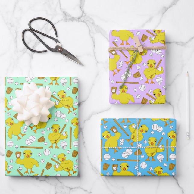 Softball Baseball Motif Enveloppement papier elle (Recto)