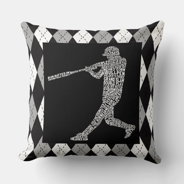 Softball Baseball Player Typografy Throw Kissen (Vorderseite)