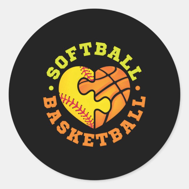 Softball Basketball Runder Aufkleber (Vorderseite)