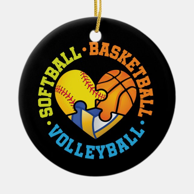 Softball Basketball Volleyball Herz Keramik Ornament (Vorne)