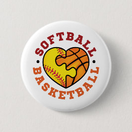 Softball-Basketballherz Button