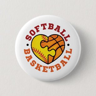 Softball-Basketballherz Button