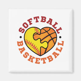 Softball-Basketballherz Magnet