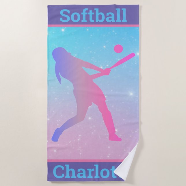 Softball Beach Handtuch (Vorderseite)