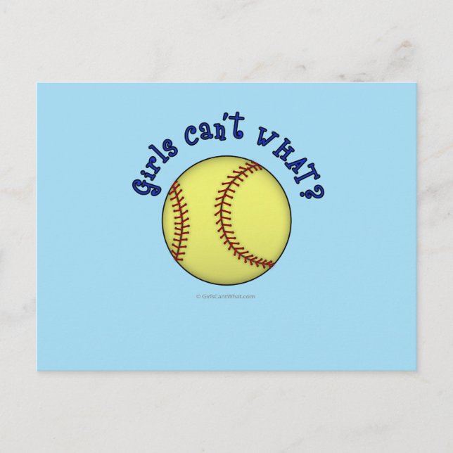 Softball-blau Postkarte (Vorderseite)