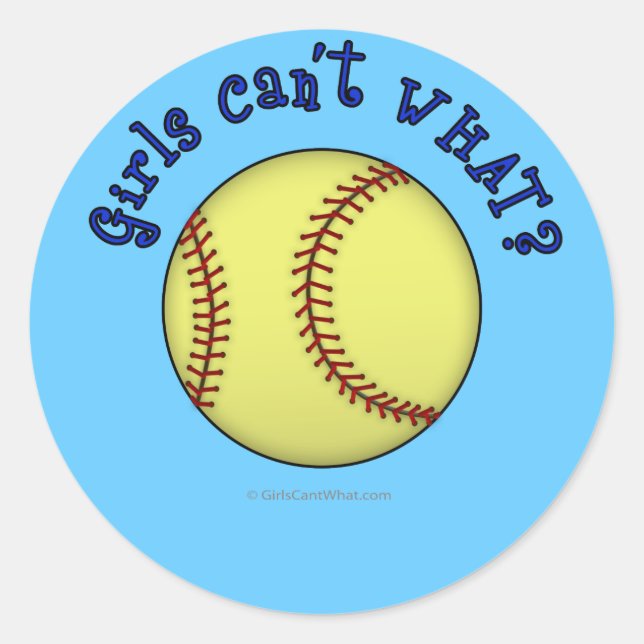 Softball-blau Runder Aufkleber (Vorderseite)