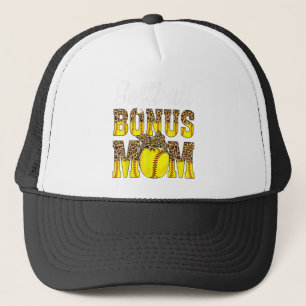 Softball Bonus Mama Game Day Frauen Leoparden Mütt Truckerkappe
