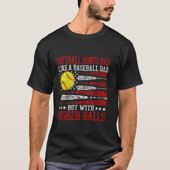 Softball Bonus Vater wie ein Baseball Vater US Fla T-Shirt (Vorderseite)