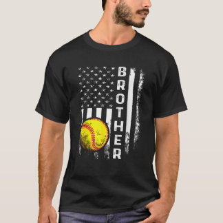 Softball Brother American Flag Vintage Weihnachten T-Shirt