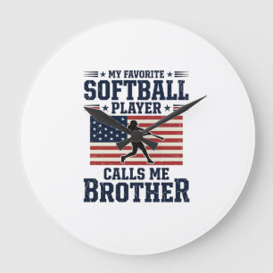 Softball-Bruder-patriotisches-vintage-graviertes-S Große Wanduhr