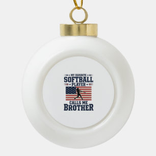Softball-Bruder-patriotisches-vintage-graviertes-S Keramik Kugel-Ornament