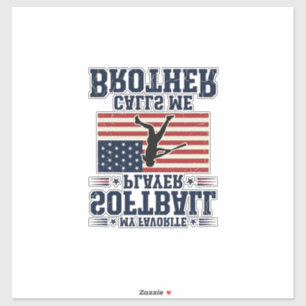 Softball-Bruder-patriotisches Vintage-Gravur-Shirt Aufkleber