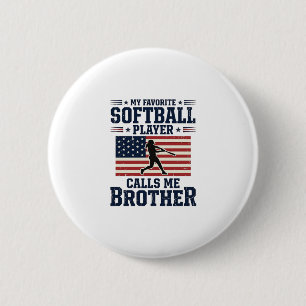 Softball-Bruder-patriotisches Vintage-Gravur-Shirt Button
