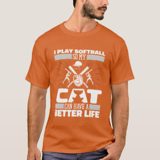 Softball Cat Retro T-Shirt