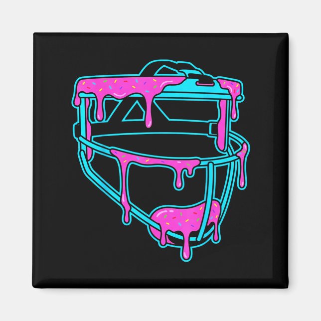 Softball Catcher Drip Ice Cream Mask Sprinkles Gam Magnet (Vorne)