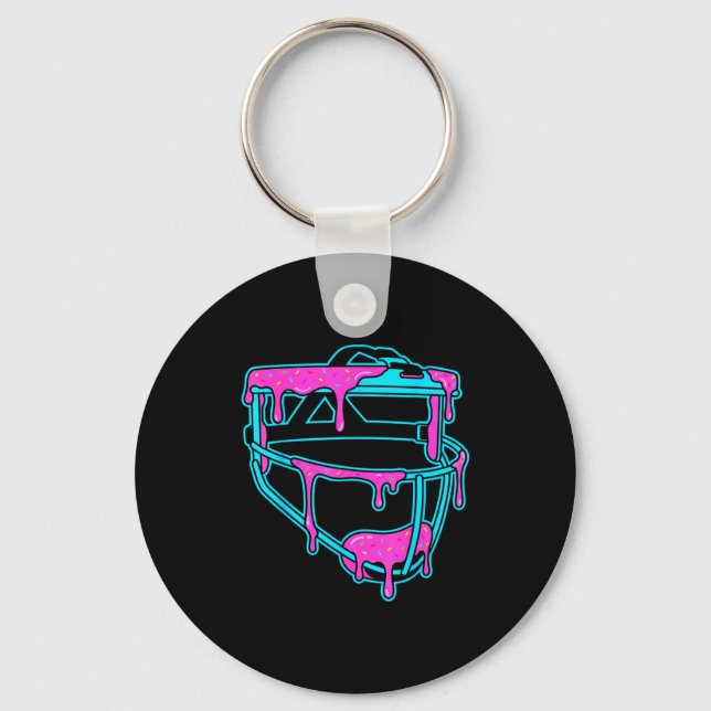 Softball Catcher Drip Ice Cream Mask Sprinkles Gam Schlüsselanhänger (Vorderseite)