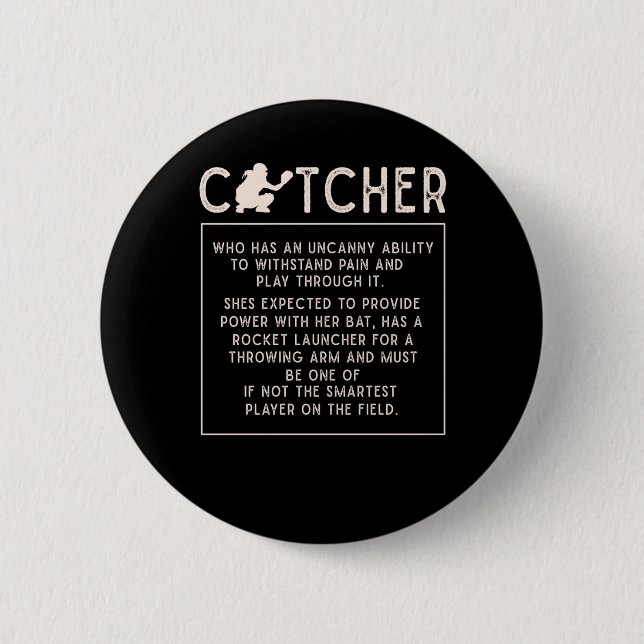 Softball Catcher Girl Funny Baseball Player Spaß Button (Vorderseite)