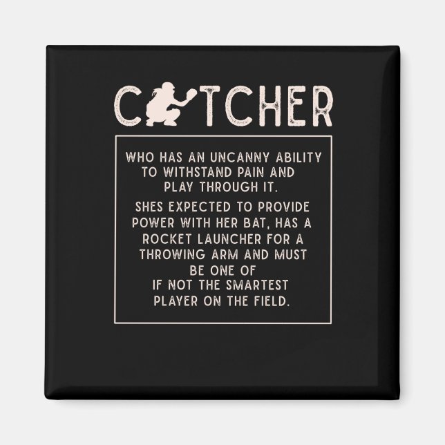 Softball Catcher Girl Funny Baseball Player Spaß Magnet (Vorne)
