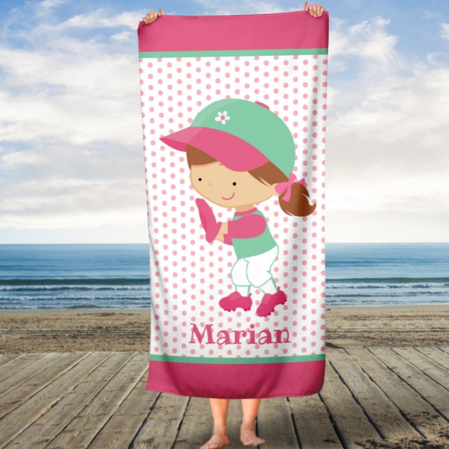 Softball Catcher Girls Enfants Serviette de bain p (Créateur téléchargé)