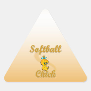 Softball Chick Dreieckiger Aufkleber