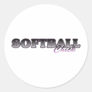 Softball Chick Runder Aufkleber