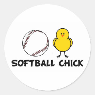 Softball Chick Runder Aufkleber
