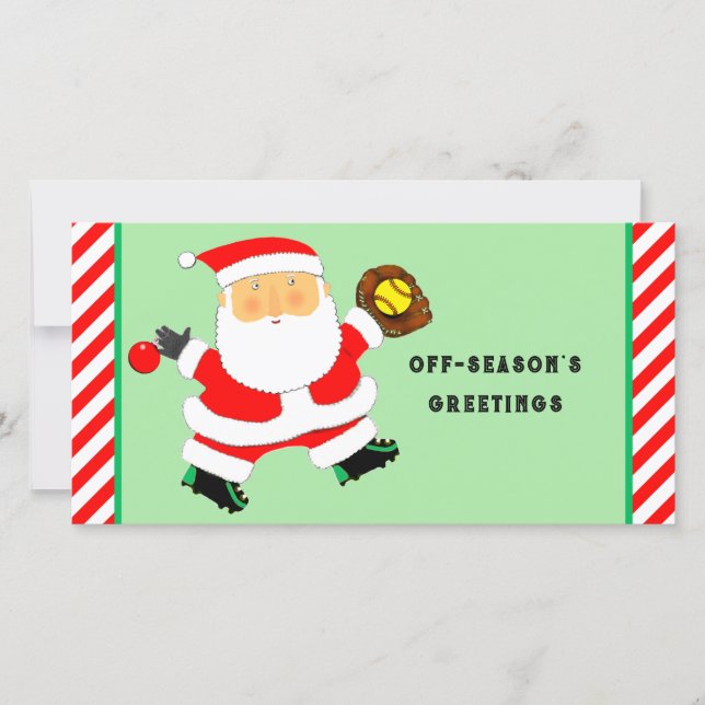 Softball Christmas Feiertagskarte (Vorderseite)