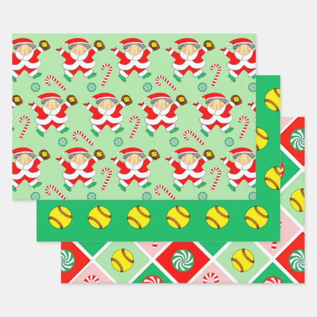 Softball Christmas Holiday Geschenkpapier Set (Set)