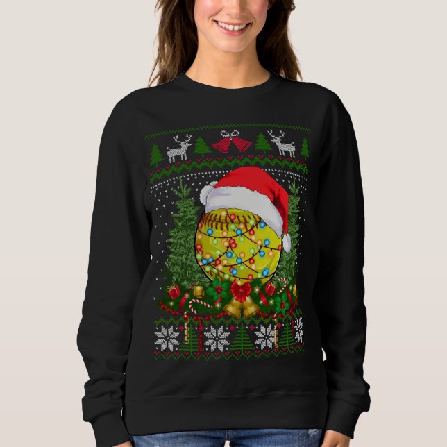 Softball Christmas Ugly Sweater Familiengeschenke  Sweatshirt (Vorderseite)