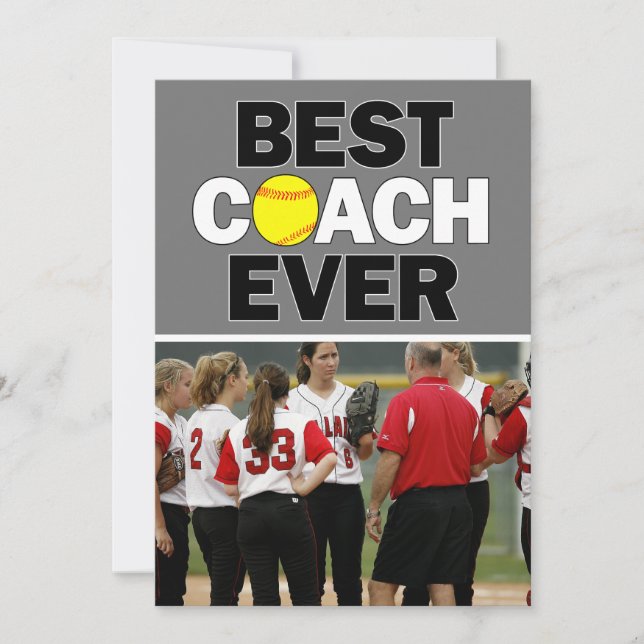 Softball Coach Best Ever Custom Foto Vielen Dank Dankeskarte (Vorderseite)