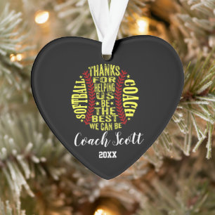Softball Coach équipe cadeau ornement de Noël