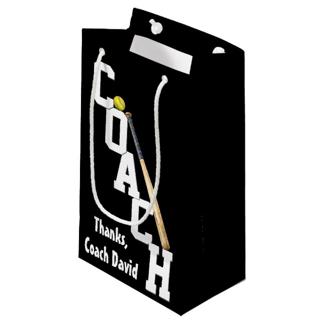 Softball-Coach mit Bat und Ball Kleine Geschenktüte (Vorderseite Schrägansicht)