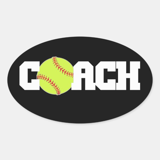 Softball Coach Ovaler Aufkleber (Vorderseite)