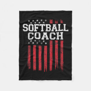 Softball Coach Proud American Flag Usa Patriot Pat Fleecedecke