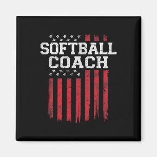 Softball Coach Proud American Flag Usa Patriot Pat Magnet