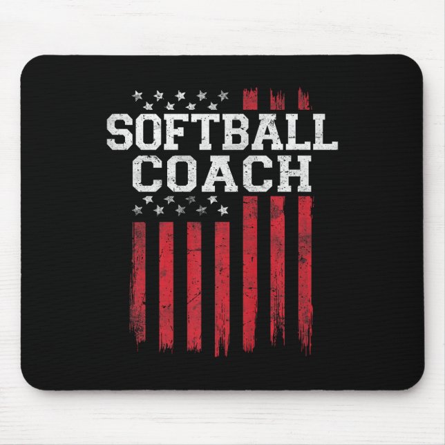 Softball Coach Proud American Flag Usa Patriot Pat Mousepad (Vorne)
